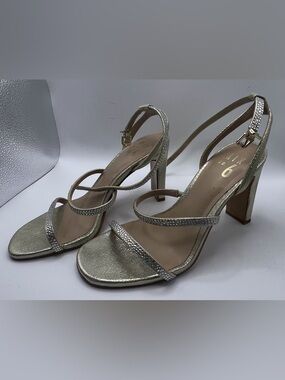 Mix No. 6 Metallic Gold Strappy Block Heel Sandals